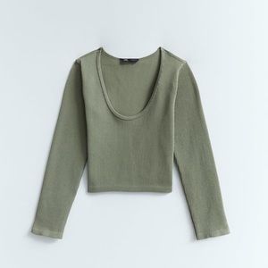 Zara Seamless Contour Ribbed Long Sleeve Cropped Top